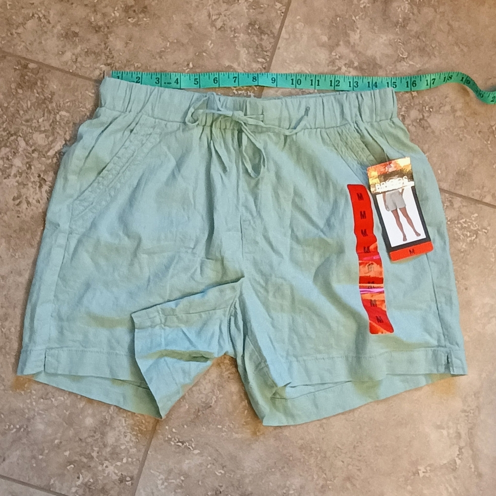New With Tags Briggs Green Linen Blend Pull On Shorts Size Medium - Picture 12 of 12
